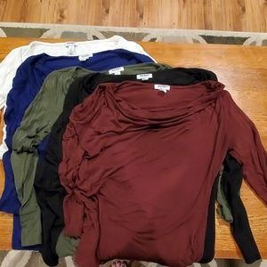 Bundle cowl neck long sleeve shirts